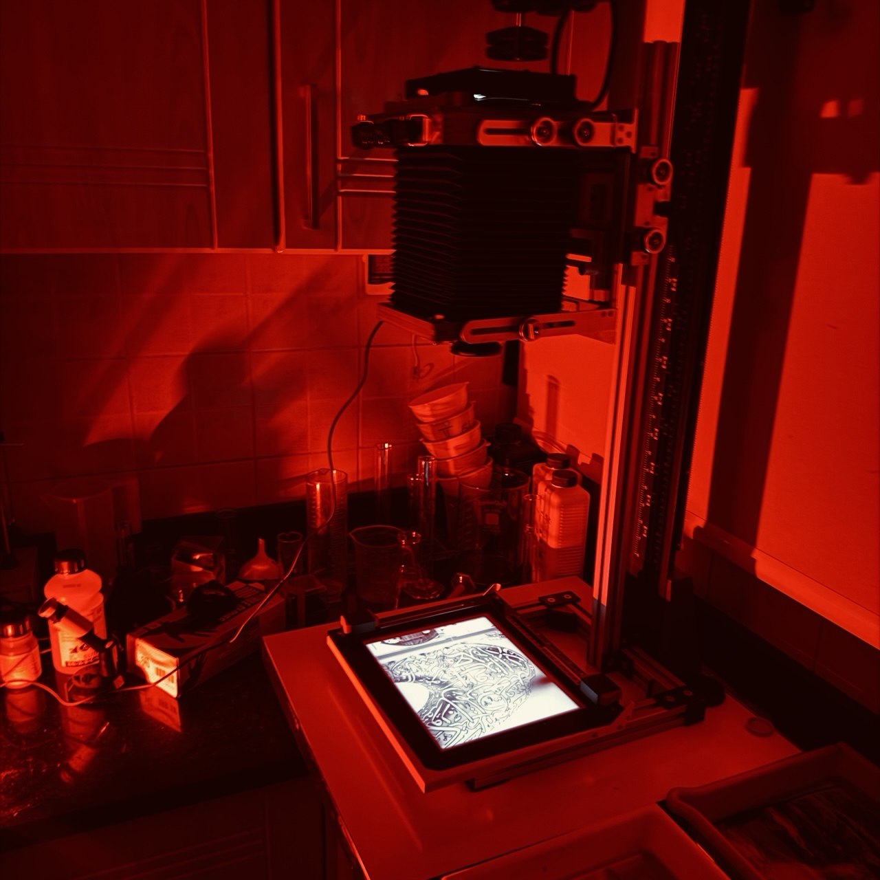 Black and white and color photographic darkroom at Lab Al Awal in Dubai