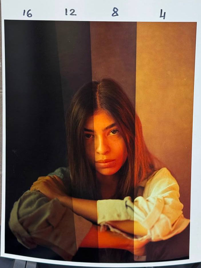 Hand-made RA-4 color photographic test print at Lab Al Awal darkroom in Dubai